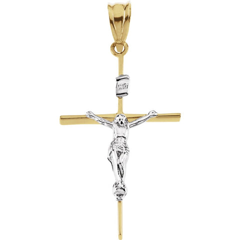14K Yellow & White 37x19.75mm Crucifix Pendant