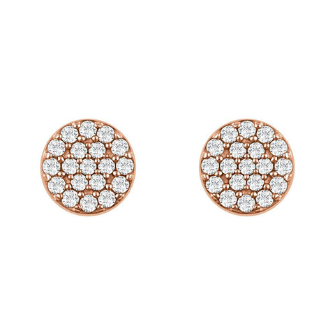 14k Rose Gold 1/3 CTW Diamond Cluster Earrings