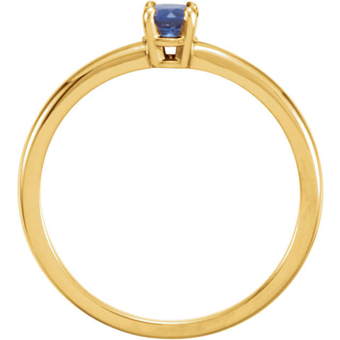 14k Yellow Gold Blue Sapphire "September" Youth Birthstone Ring, Size 3