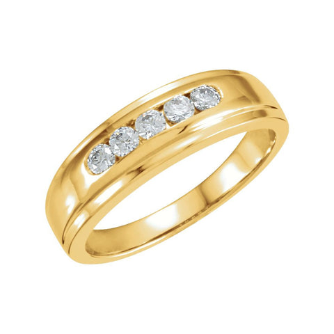 14k Yellow Gold 1/6 CTW Ladies Diamond Band, Size 7