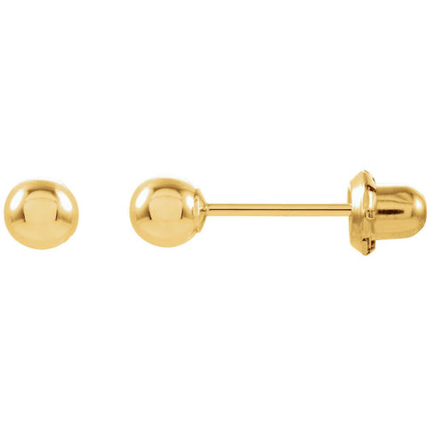 14k Yellow Gold Ball Stud Inverness Piercing Earrings