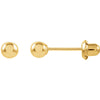 Long Post Ball Piercing Earrings in 14K Yellow Gold