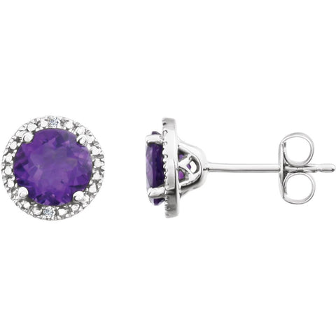 Sterling Silver Amethyst & .01 CTW Diamond Earrings