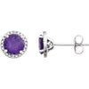 Sterling Silver Amethyst & 0.01 ctw. Diamond Earrings