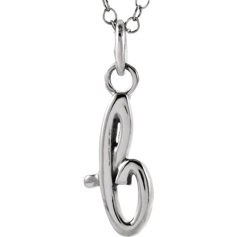 14k White Gold Letter "B" Lowercase Script Initial Necklace