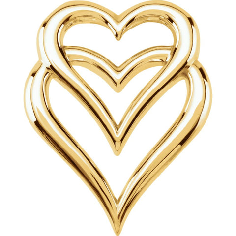 14k Yellow Gold Double Heart Pendant Slide