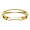 14k Yellow Gold 3mm Milgrain Comfort Fit Band, Size 9.5