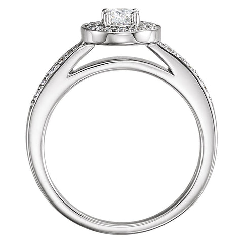 14k White Gold 1/2 CTW Diamond Halo-Style Engagement Ring , Size 7