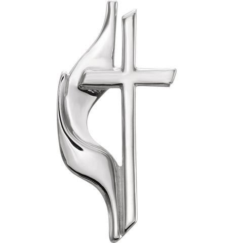 14k White Gold Methodist Cross Lapel Pin
