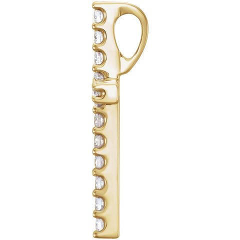 14k Yellow Gold 1/3 CTW Petite Diamond Cross Pendant
