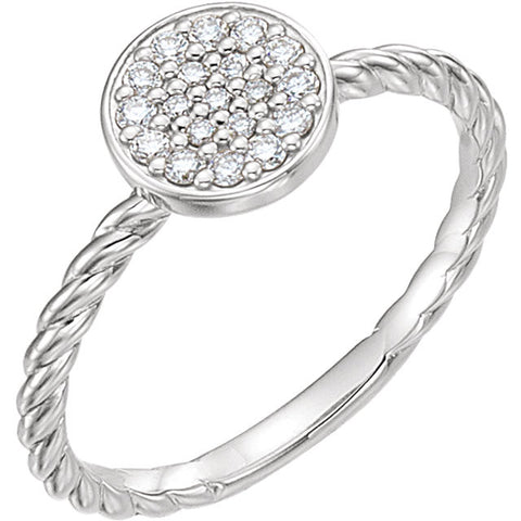 14k White Gold 1/6 ctw. Diamond Cluster Rope Ring, Size 7