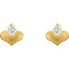 14k Yellow Gold Youth Cubic Zirconia Heart Earrings