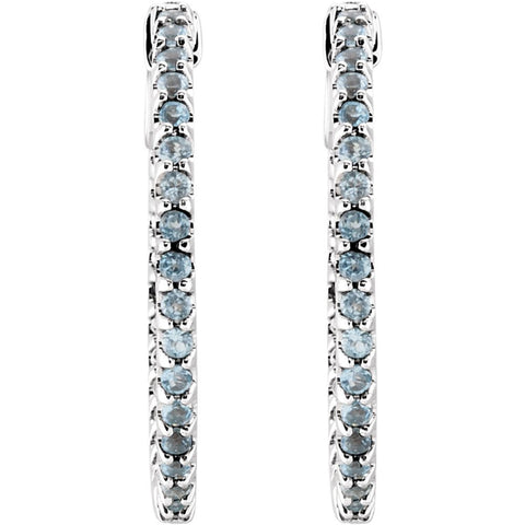 14k White Gold Sky Blue Topaz Hoop Earrings