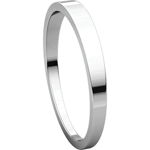 14k White Gold 2.5mm Flat Tapered Band, Size 5