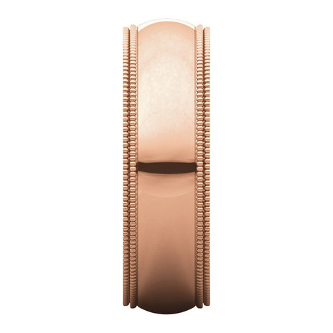 14k Rose Gold 6mm Double Milgrain Comfort Fit Band, Size 8.5