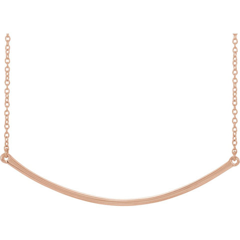14k Rose Gold Curved 19.9" Bar Necklace