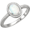 14k White Gold Opal Beaded Design Ring, Size 7