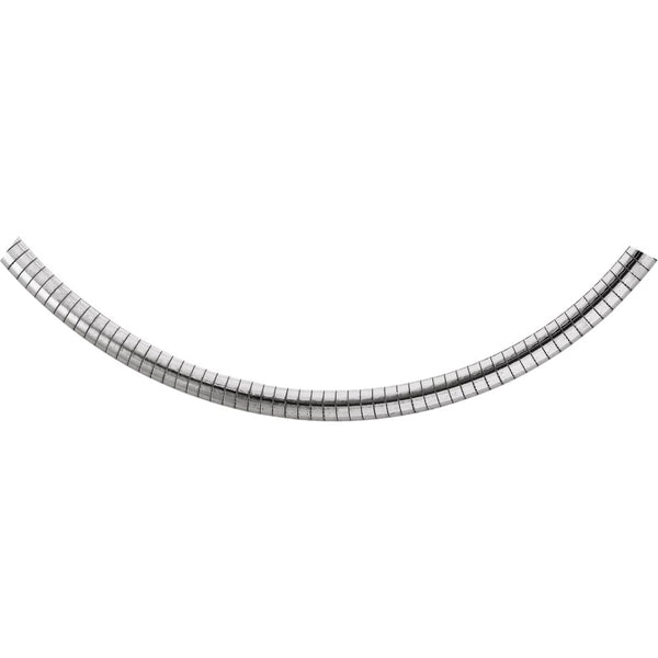 Sterling Silver 6mm Solid Domed Omega 18" Chain