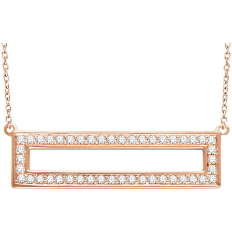 14k Rose Gold 3/8 CTW Diamond Rectangle 16-18" Necklace