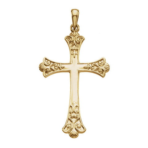 14k Yellow Gold 38x26mm Cross Pendant