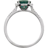Sterling Silver Lab-Grown Emerald & .01 CTW Diamond Ring, Size 7