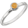 14k White Gold Citrine Bezel Ring, Size 7
