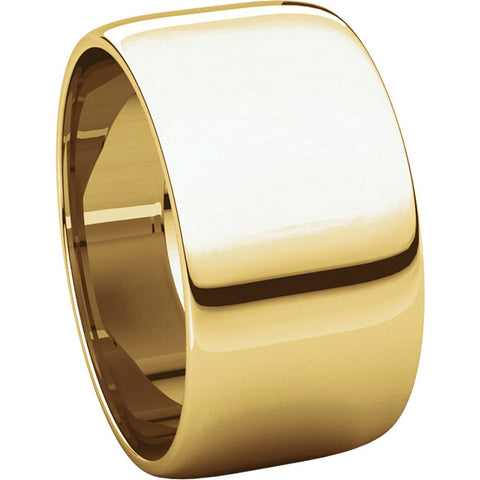 14k Yellow Gold 10mm Half Round Light Band, Size 7
