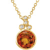 Genuine Checkerboard Citrine & Diamond Necklace in 14K Yellow Gold