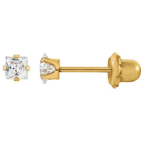 Cubic Zirconia Piercing Earrings in 14K Yellow Gold