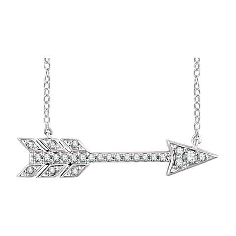 14k White Gold 1/10 CTW Diamond Arrow Necklace