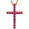 Ruby Cross 16-Inch Necklace in 14K Rose Gold