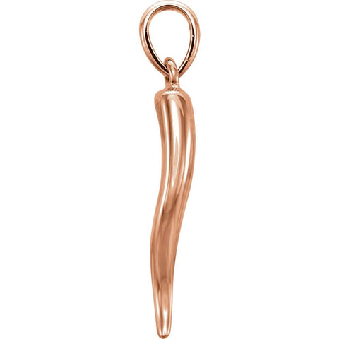 14k Rose Gold 31.5mm Italian Horn Pendant