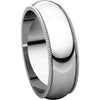 14k White Gold 6mm Milgrain Band, Size 12.5
