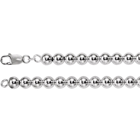 Sterling Silver 8mm Hollow Bead 18" Chain