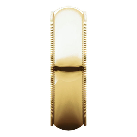 10k Yellow Gold 6mm Milgrain Comfort Fit Band, Size 9
