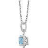 Sterling Silver Sky Blue Topaz and .01 CTW Diamond 18" Necklace