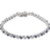 14K White Gold Created Blue Sapphire & 1/10 CTW Diamond Line 7-Inch Bracelet