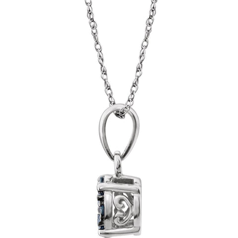 14k White Gold 1/5 CTW Blue Diamond 18" Necklace