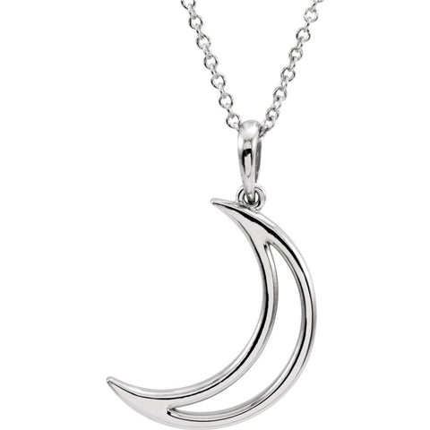 14k White Gold Crescent Moon 16" Necklace