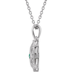 Sterling Silver Emerald 18" Necklace