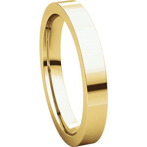 10k Yellow Gold 3mm Flat Comfort Fit Band, Size 8