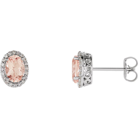 14k White Gold Morganite & 1/5 CTW Diamond Earrings
