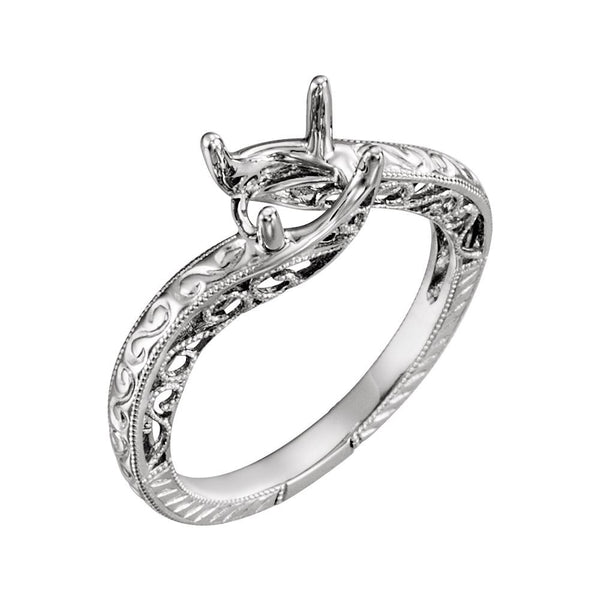 14k White Gold 4-Prong Solitaire Engagement Ring or Band, Size 6