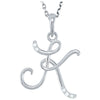 0.03 CTW Diamond 18 Inch Necklace with initial 'K' in Sterling Silver
