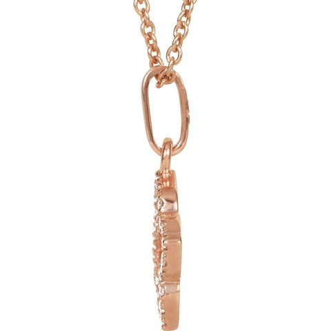 14k Rose Gold .07 CTW Petite Diamond Cross 16" Necklace