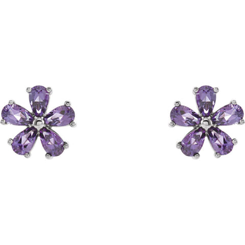 14k White Gold Amethyst Earrings