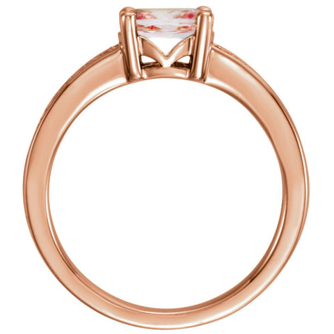 14k Rose Gold Morganite & 1/10 CTW Diamond Ring, Size 7