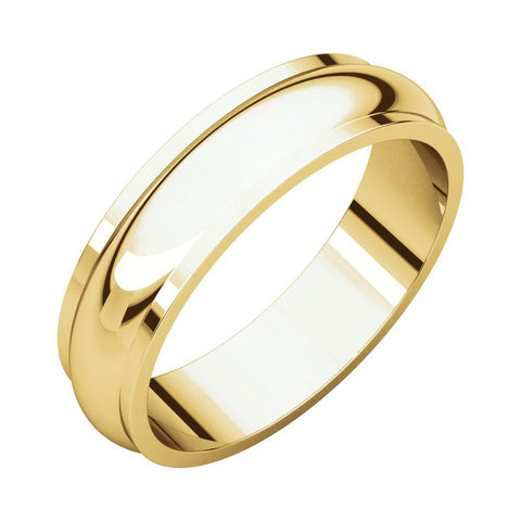 14k Yellow Gold 5mm Half Round Edge Band, Size 8