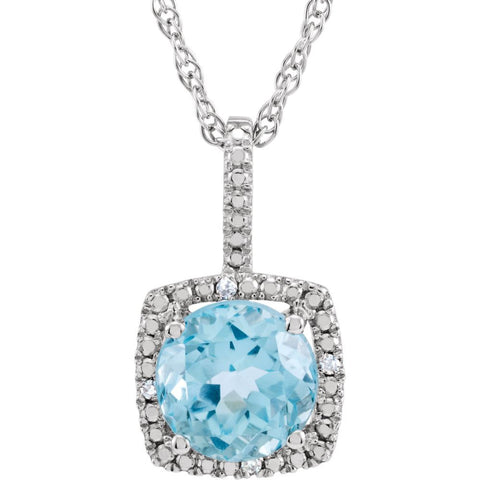 Sterling Silver 7mm Sky Blue Topaz & .015 CTW Diamond 18" Necklace