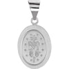14k White Gold 15x11.5mm Oval Hollow Miraculous Medal